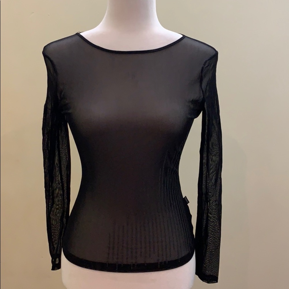Sheer chiffon top Giant fitted long-sleeve shirt